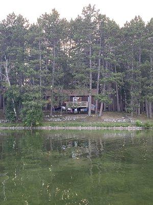 Pine Cabin from a kayak on Boot Lake