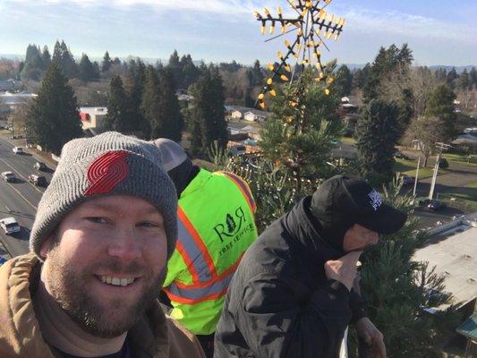 Helping decorate the Keizer Christmas Tree.