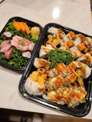 Sashimi special + shrimp tempura rolls