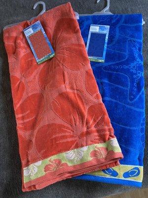 Oversized beach towels on sale for $7.50.