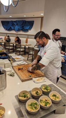 Executive Chef preparing his dishes.