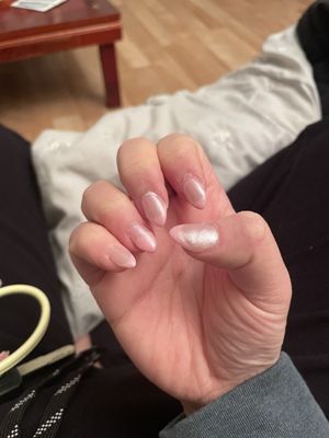 Pink chrome French manicure 1 day later