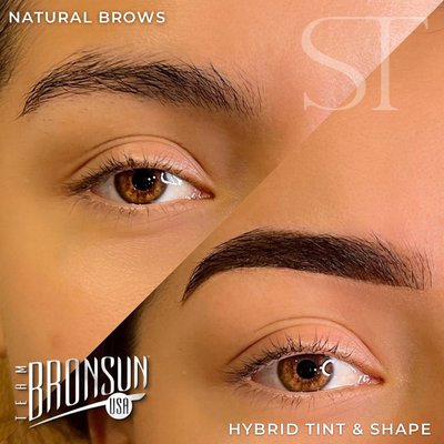 Brow shape and tint using the *ALL NEW* hybrid gel dye by Bronsun. We are an official provider and trainer of Team Bronsun USA!