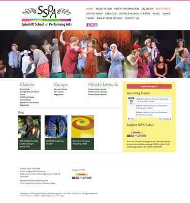 Website for Spindrift School of Performing Arts in Pacfica, CA -- http://spindriftschool.org/