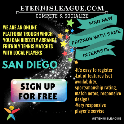 Social network for tennis players! Find new tennis buddies, play friendly matches for free!