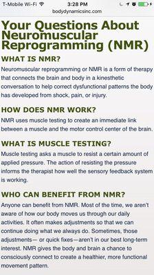 A brief summary of Neuro-Muscular Reprogramming