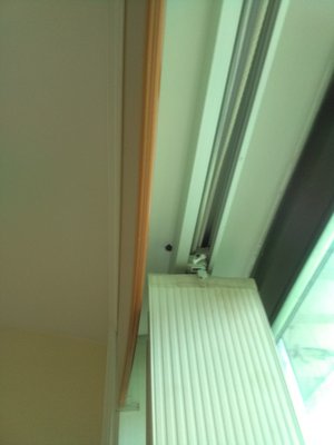 Stripped and bent bracket in the vertical window blinds.