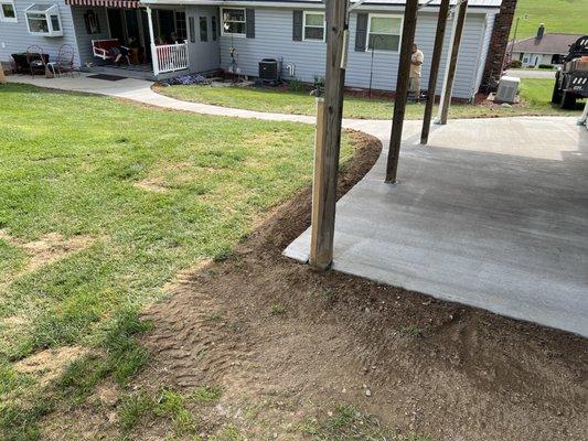 Concrete sidewalk and patio