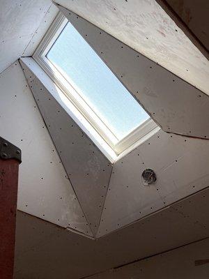 Sheetrock in skylight well