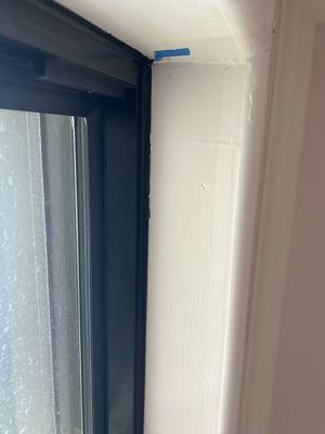 Butchered Up window casings and extremely poor caulk jobs! Horrible!