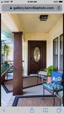 Private entrance to one of King suites off covered porch