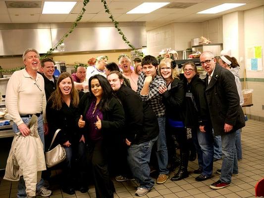 Our big group of Fish Fry Followers in the kitchen with the Codfathers