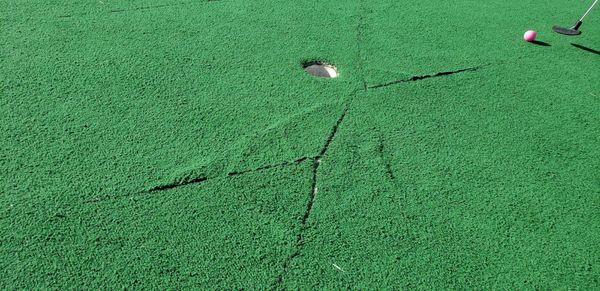 Cracked turf make some some holes a pain to play