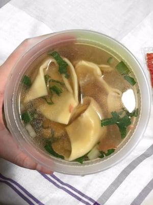 wonton soup (with noodle) // $2.25 -- DISCLAIMER: there is no noodles and the wonton is terrible.