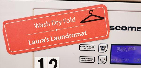 They have a great wash, dry and fold service. It's a $1.10 lbs. Oil field clothes are $1.35 a lbs. They take credit cards.