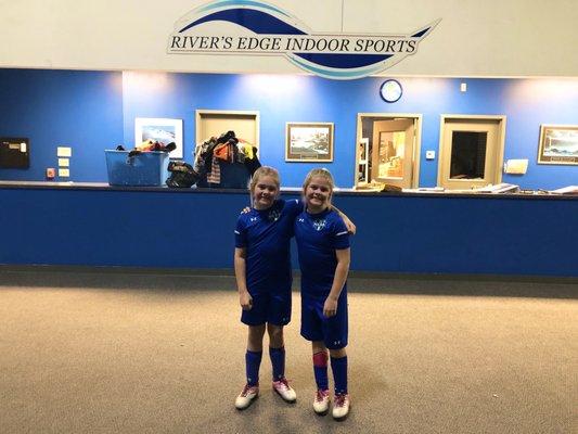 Adrianna and Vera's first time playing indoor soccer here and they took home a win!