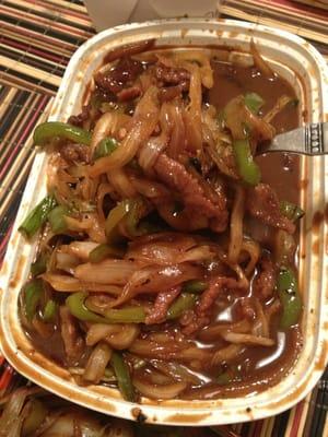 Behold, Mongolian beef. Where's the beef?? 9.98