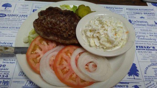 Burger Plate w/ Coleslaw (from the lighter menu) . . .