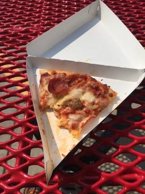 Pizza for a buck today!  Hell yes. It's good.