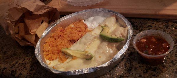 Seafood enchiladas. Disappointed. Heavy white sauce is just not my thing and the enchiladas were full of mushrooms.