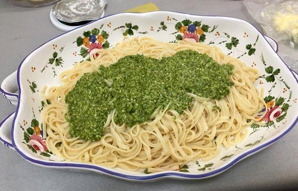 Egg noodles with my cilantro scallion pesto