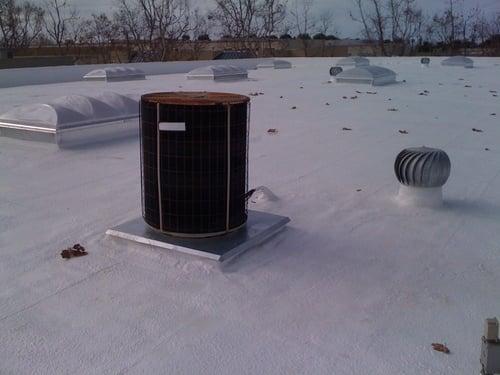 sheet metal pans installed under all AC units, standard