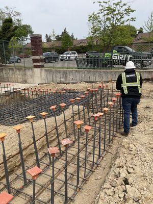 Rebar grid.  Prepping for a concrete pour.  Metro Detroit area.