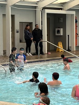 Kids splashing around. There were lifeguards too, so we had the ability to relax.