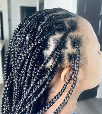 Medium size box braids