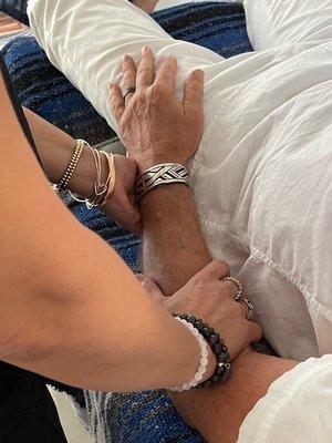 Reiki Session during one of our Reiki I Certification Training.