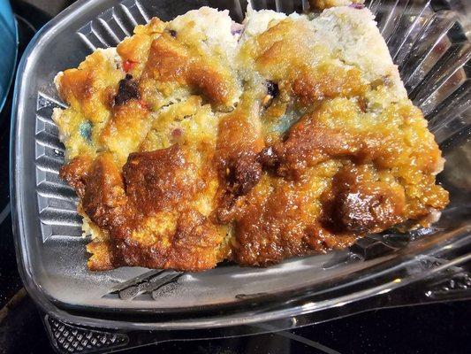 Berry bread pudding. Color is from berries. Not mold