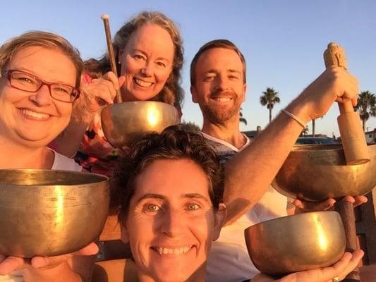 Bowls at the beach with fellow sound healers; celebrating the full moon