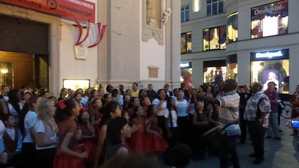 The concert continues outside the Haydn Church, Colburn Children's Choir, Vienna, Austria, 2014