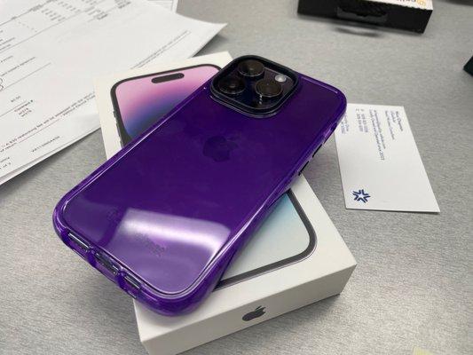 The phones purple even behind the case!