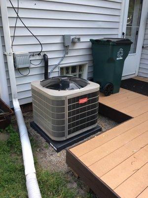 Cut out of deck that made it possible to replace our air conditioning unit.