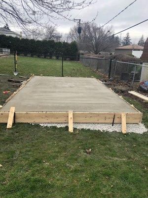 Concrete pad for a shed