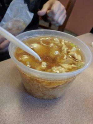 Chicken soup $2.25 with tax