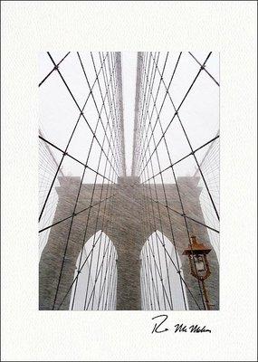 Brooklyn Bridge Blizzard New York City Holiday Card by Robert McMahan