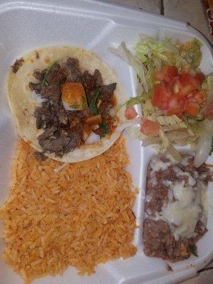 Carne Asada Sof Taco plate.