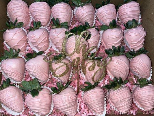 Pink Baby shower strawberries