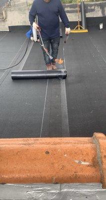 New roof installation, we use the torch down method, rated best for waterproofing and longevity.