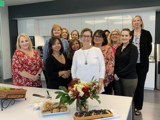 Today we celebrated with much gratitude for our wonderful boss Kim Hill! Happy National Boss's Day! (Kim is front and center.)