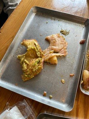 Salmon "toast." Soggy bread, not fresh salmon. Over priced