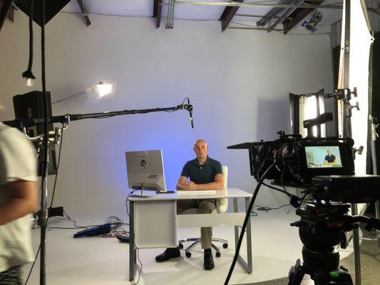 In the studio producing a series of training videos