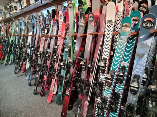 We have a huge wall of demo skis for you to try!