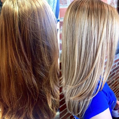 Beautiful before and after by stylist Devan