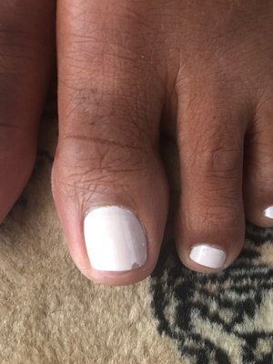 My chipped toe polish, less than 24 hours post pedi.