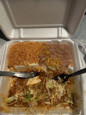 Cheese Enchiladas w/ Rice and Beans