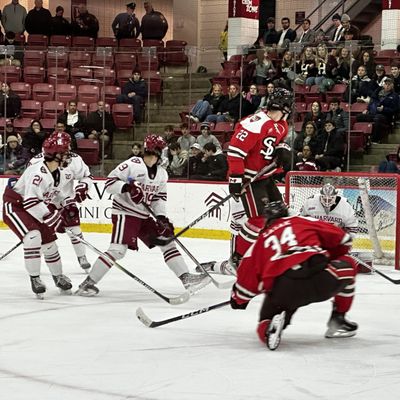 St. Lawrence player goes airborne!