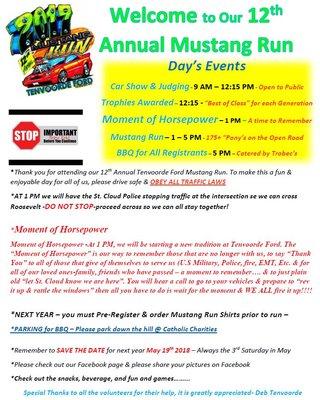 12th Annual Mustang Run Saturday 20th 2017